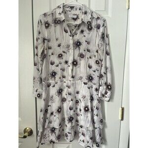 Equipment Femme Natalia Mini Dress Poppy White Silk Tiered Size XS